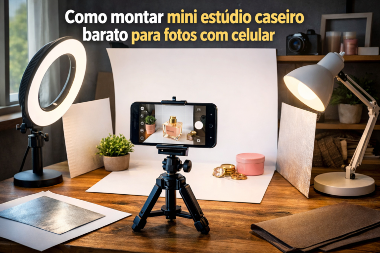 Como montar mini estúdio caseiro barato para fotos com celular