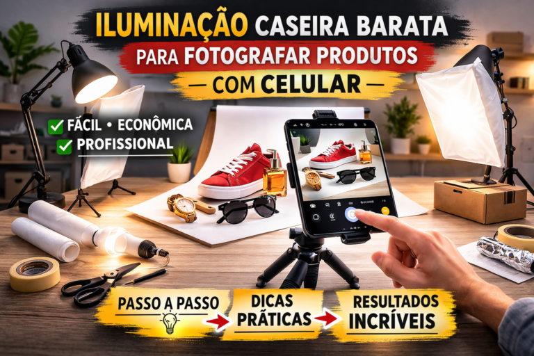 Iluminação caseira barata para fotografar produtos com celular